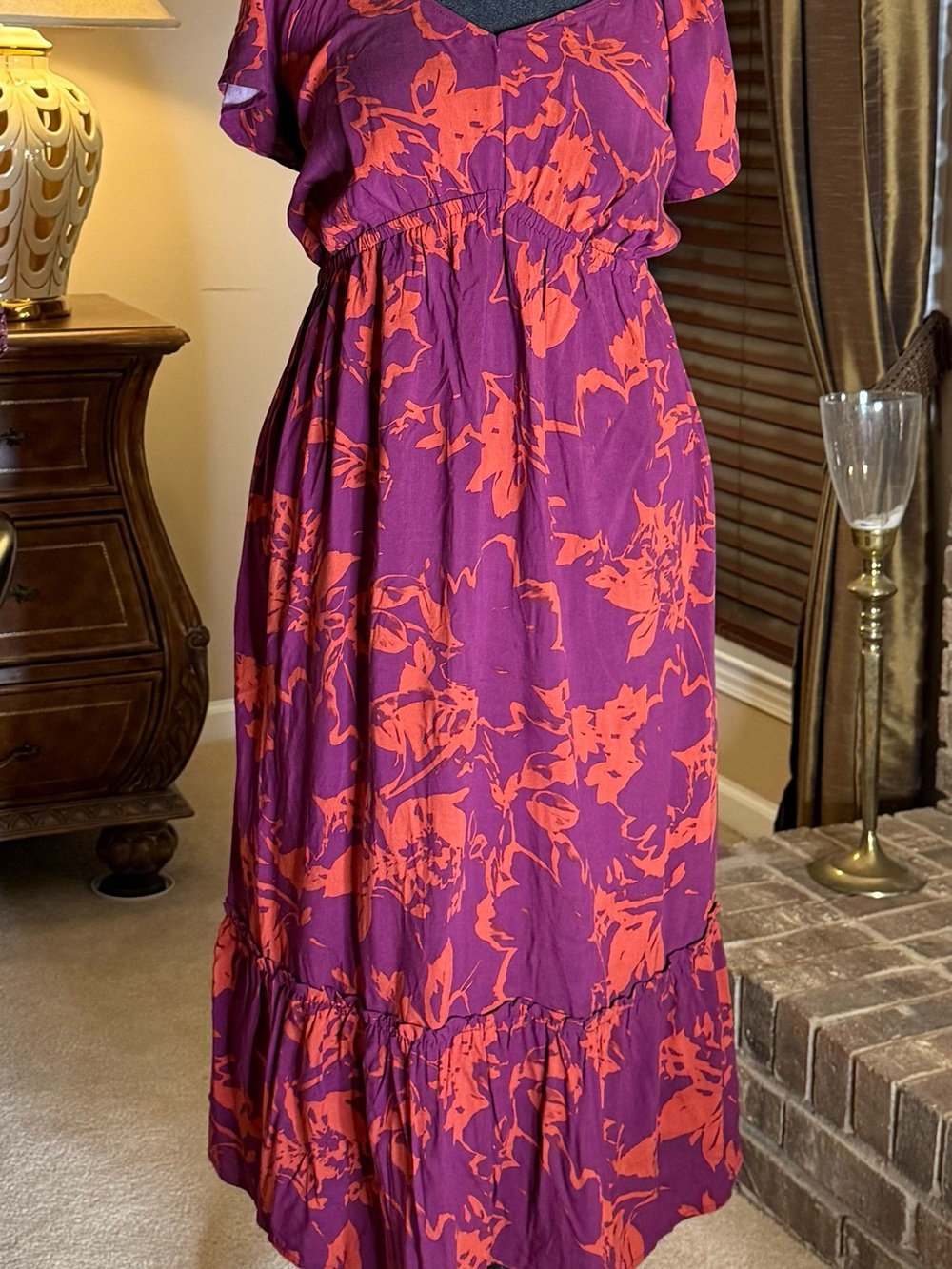 Terra & Sky purple floral midi dress 2X